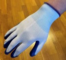 Enkle billige hansker, blå og hvite thumbnail