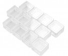 Plastkontainere med lokk, 12 stk. Innvendig mål 25 x 25mm. 10mm dybde thumbnail