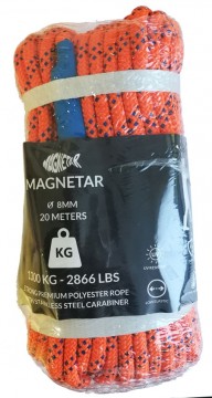 20 meter Magnetar 8mm tau kit med karabinkrok.