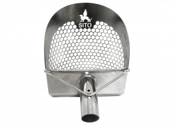 Sito 8, sandscoop i rustfritt stål, med hexagonale hull
