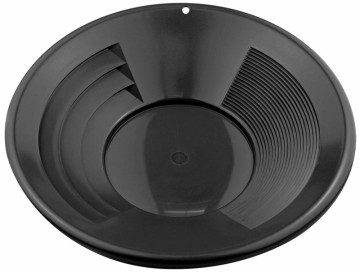 14 tommer (35 cm) vaskepanne, dobbelt-rillet (grov og fin). Sort