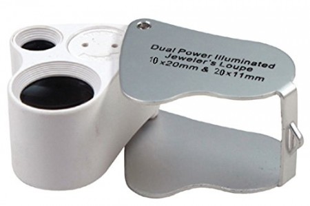 LED-belyst dobbel lupe – 10x20 mm og 20x11 mm